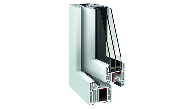 Gugelfuss Comfort 82 MD, Modell eines Fensters, im Querschnitt